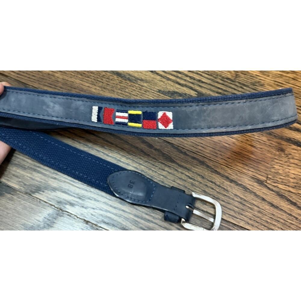 Zeppelin Navy Blue Nautical Flags Embroidered Belt Sz 38